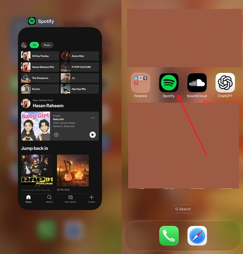 choose spotify on home screen