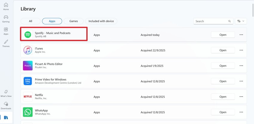 choose spotify from the list