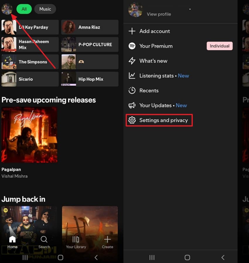 tap on the profile icon