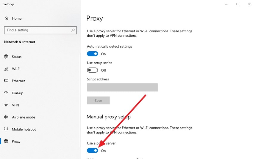turn off proxy server