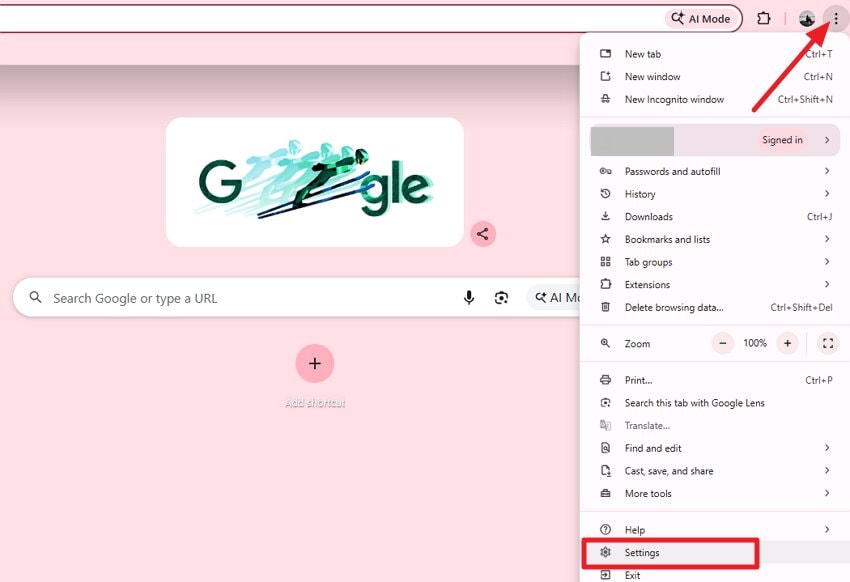press three dots open settings