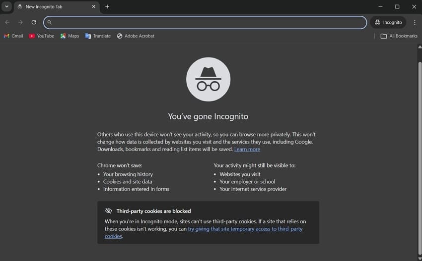 browse in incognito mode