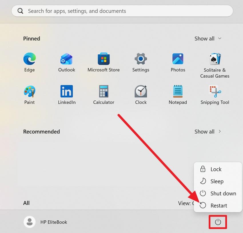 press restart on the pc