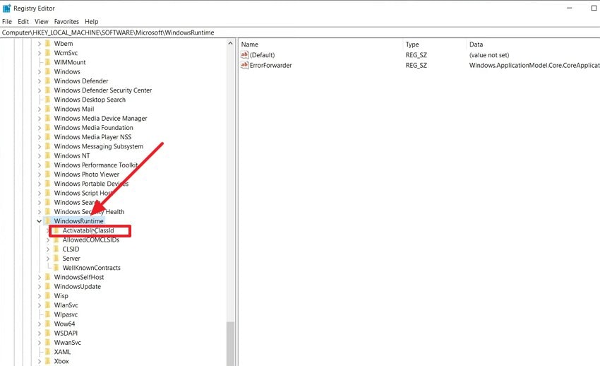 expand the windows runtime menu
