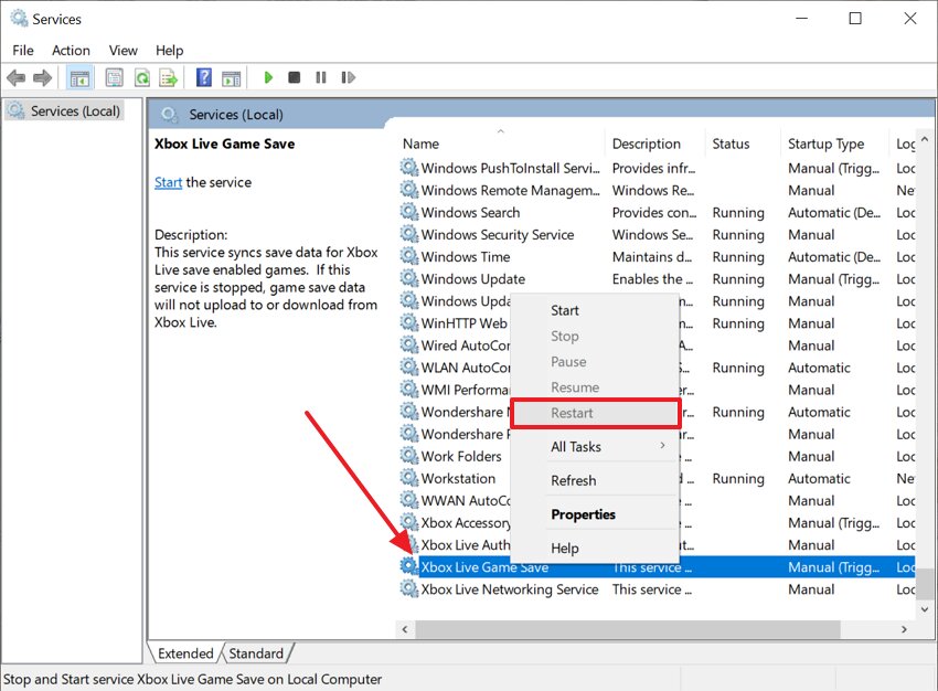 restart xbox game bar services