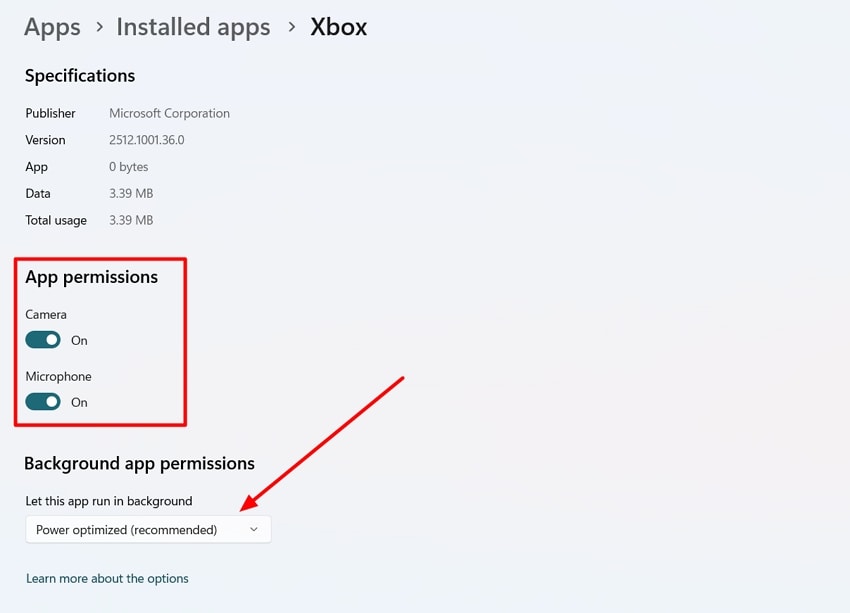 toggle the camera and microphone options