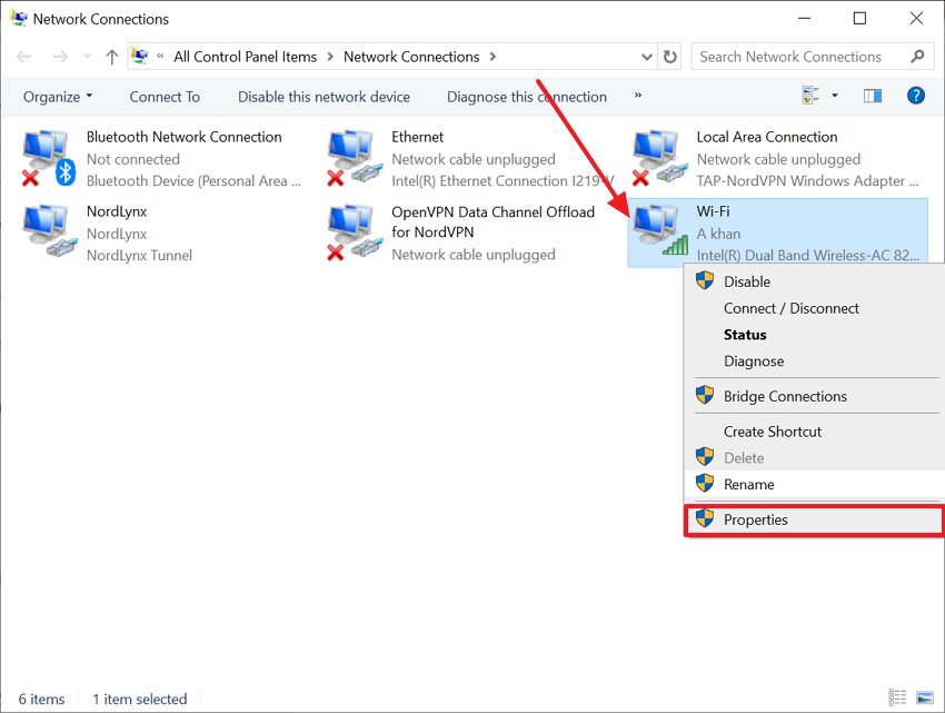 choose properties option in pop-up