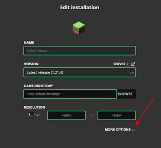 access the more option button