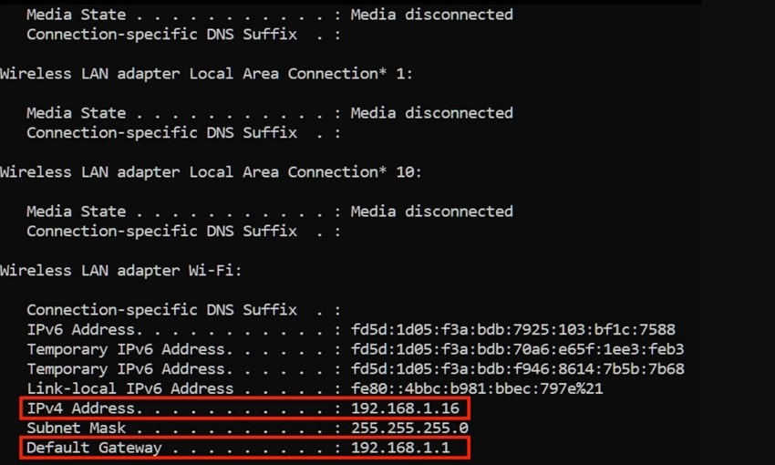 type the command to connect with router config page