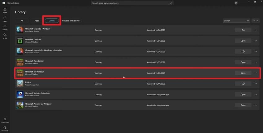 choose to update the minecraft