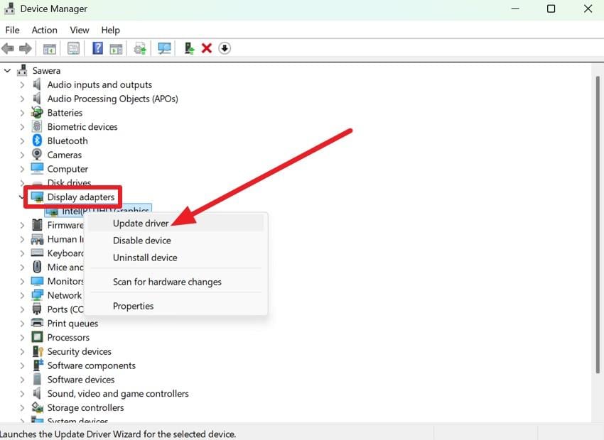 pick the update driver button