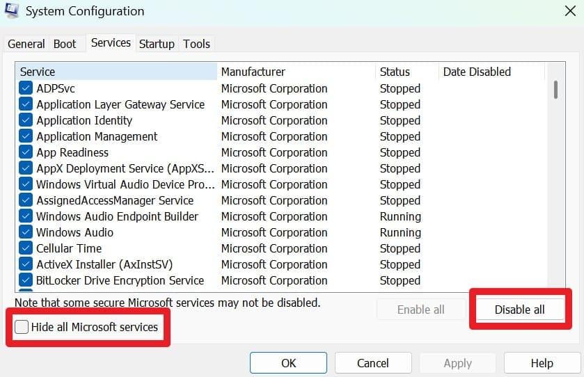 press the disable app button