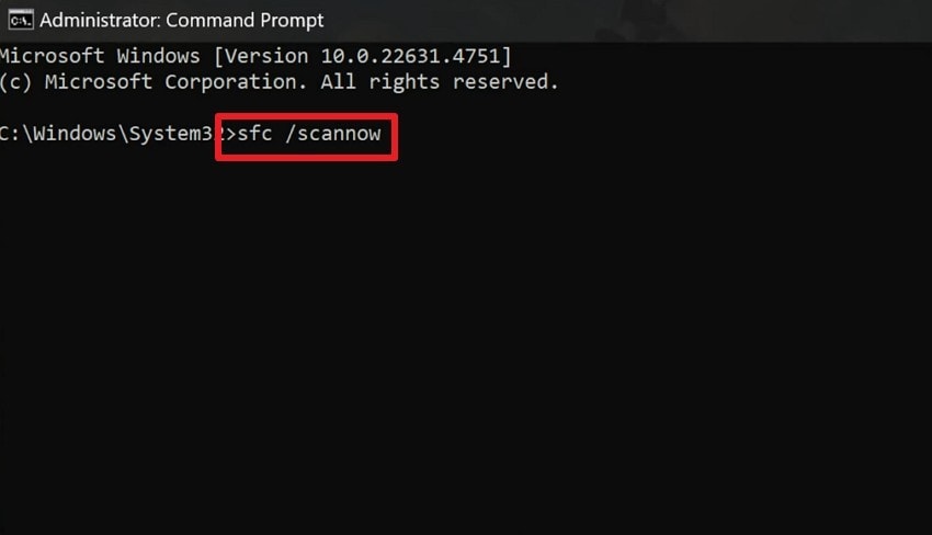 add sfc scannow command