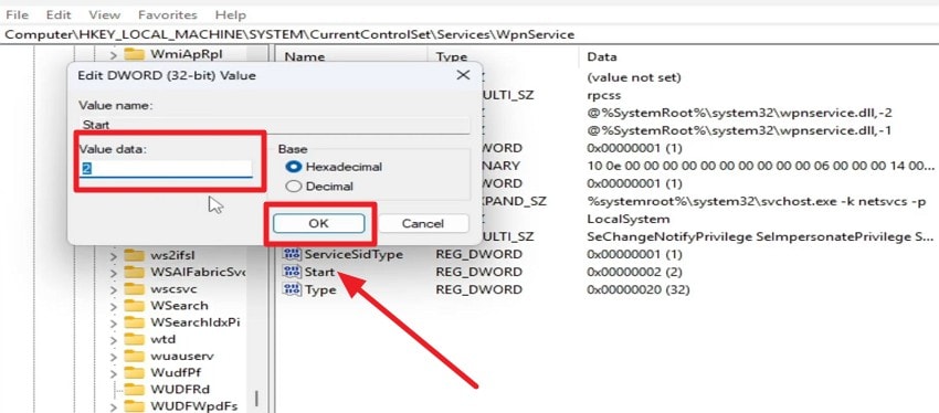 adjust value and press ok