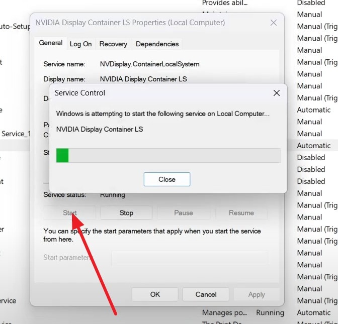 press start option to continue