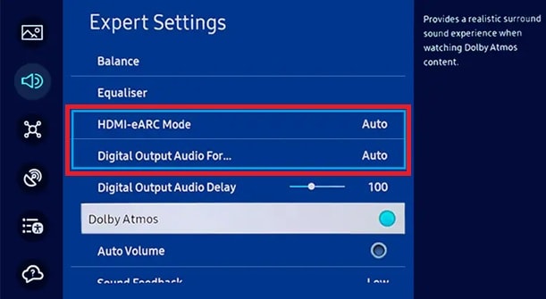 audio output settings