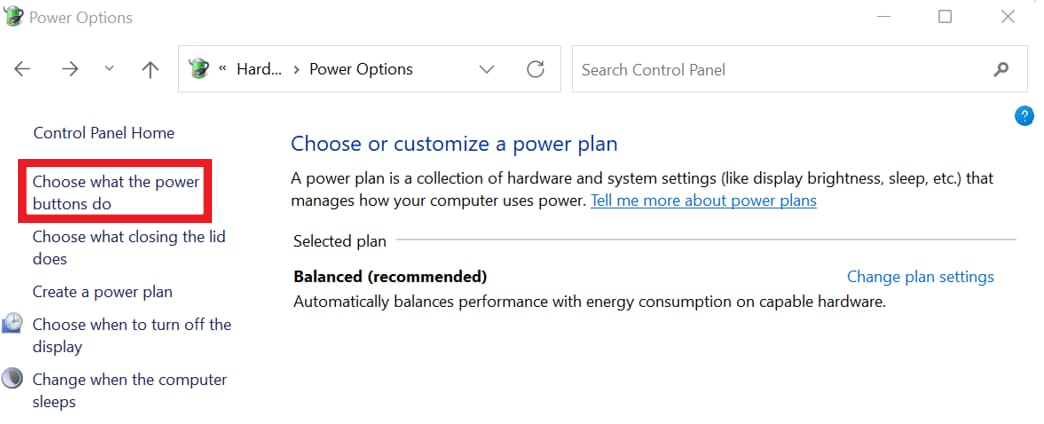 choose what the power buttons do