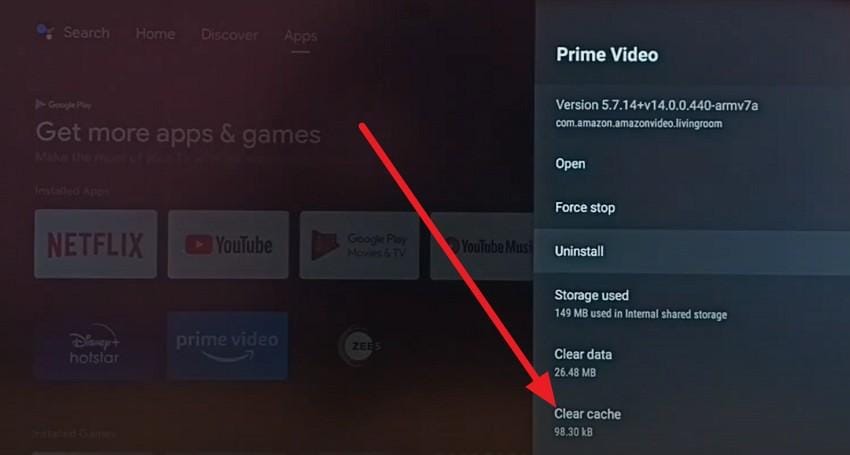 choose to clear cache data