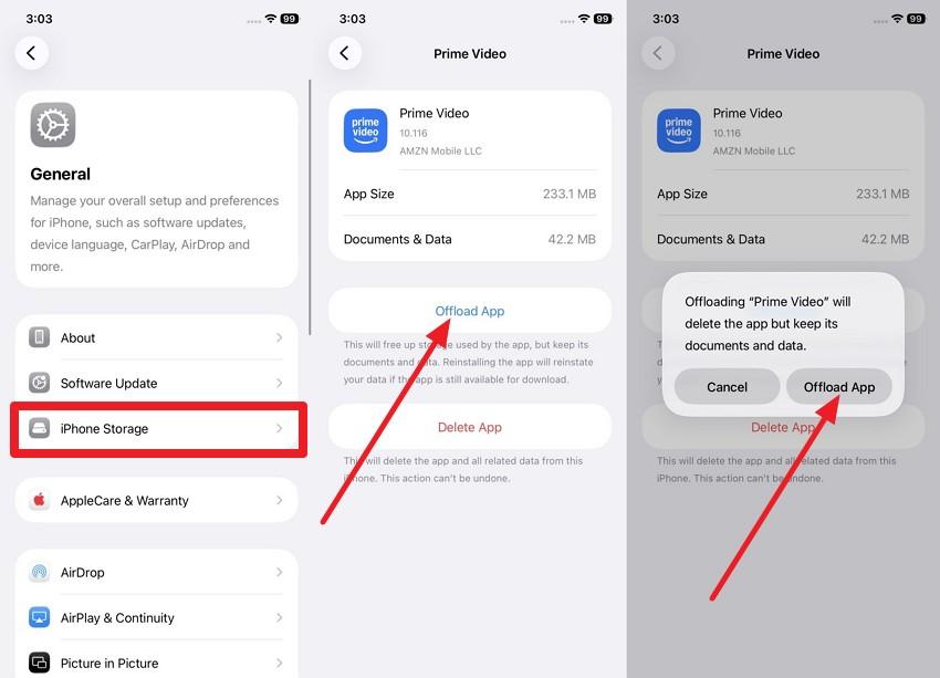 choose to offload prime app