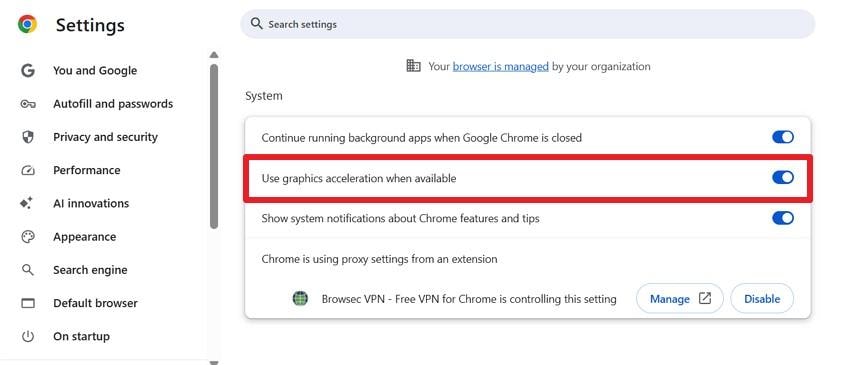 toggle off the option