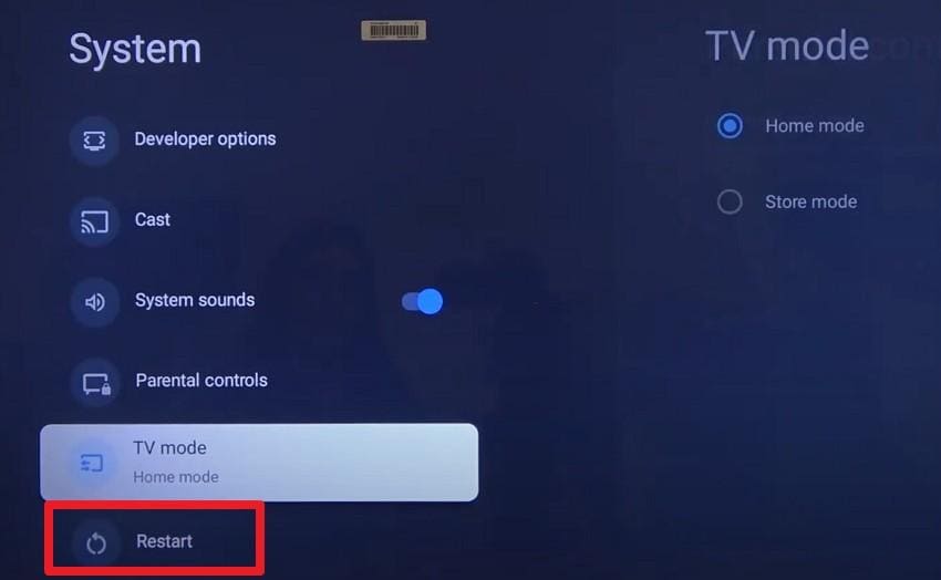 choose the restart option