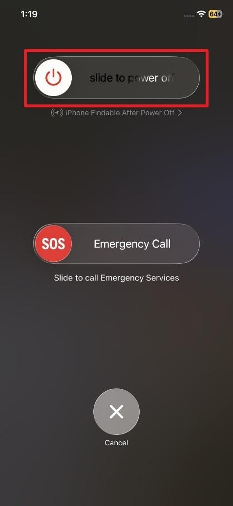 slide to power off ios