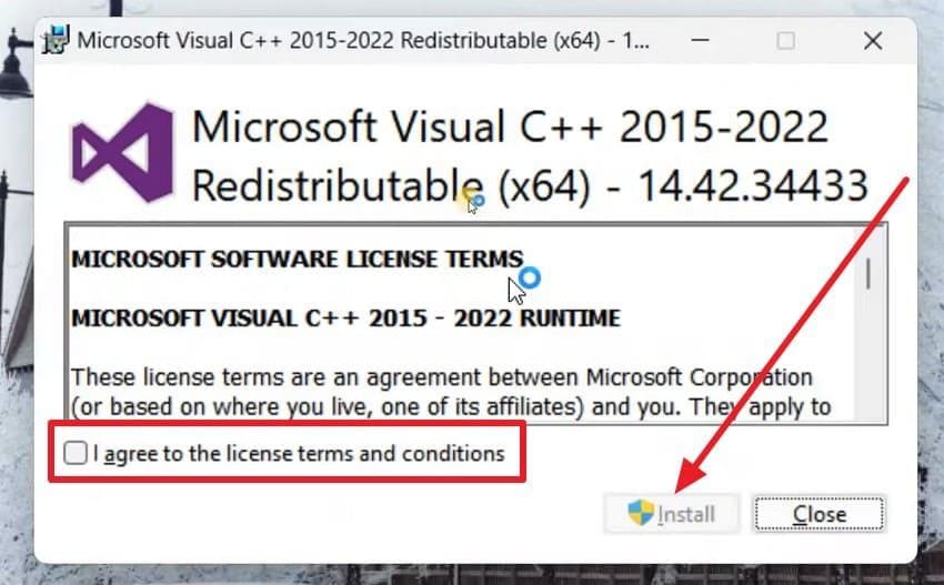 press the install and agree terms