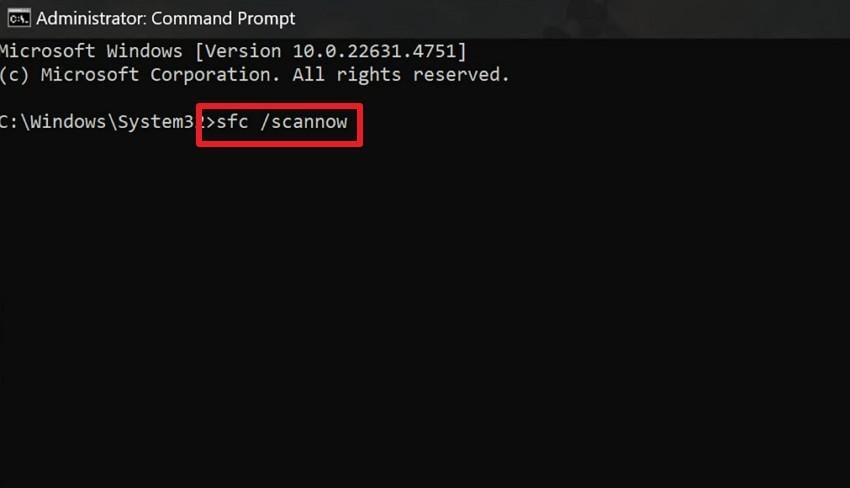 add the sfc scannow command