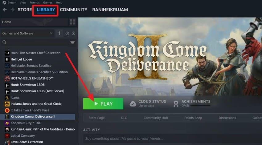 choose the play button on steam