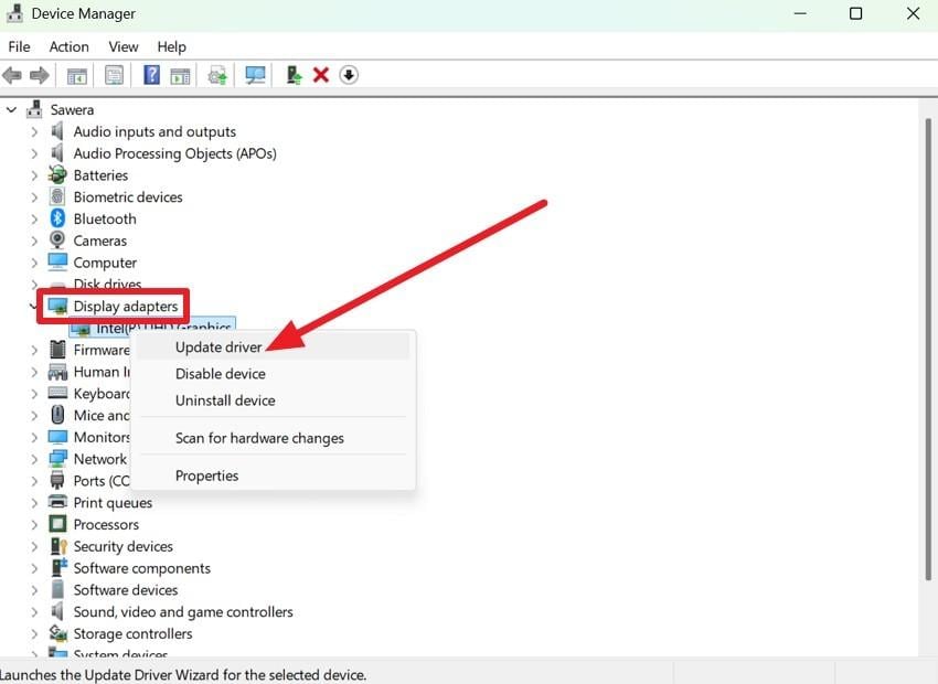 choose to update the drivers