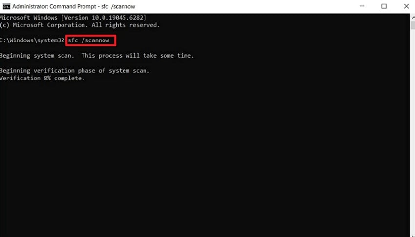 type sfc command in cmd