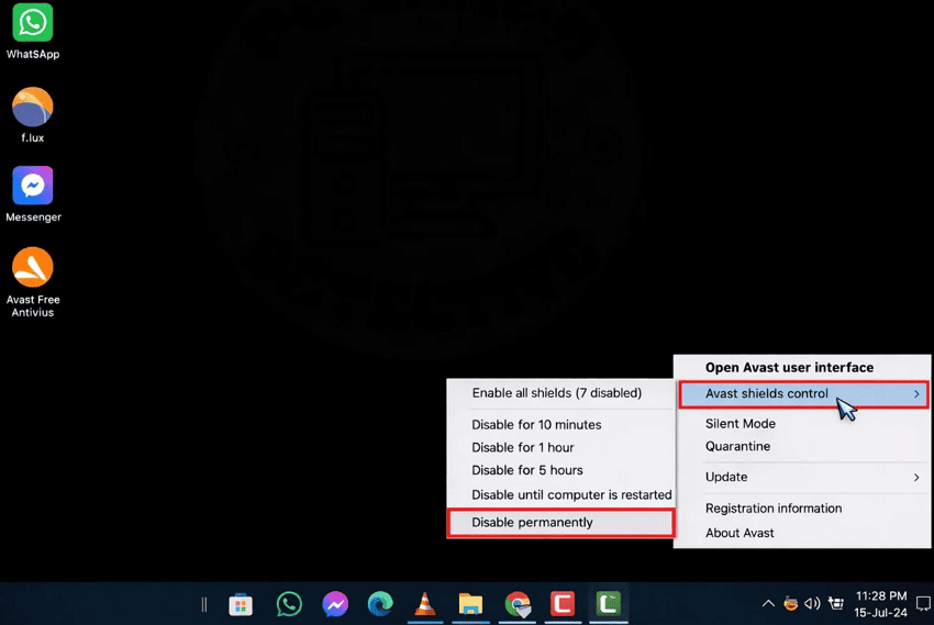 disable third-party software