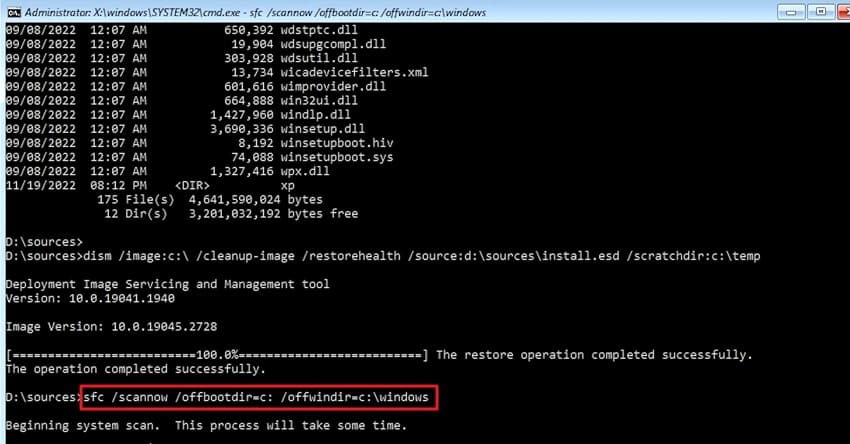 enter sfc command in command prompt
