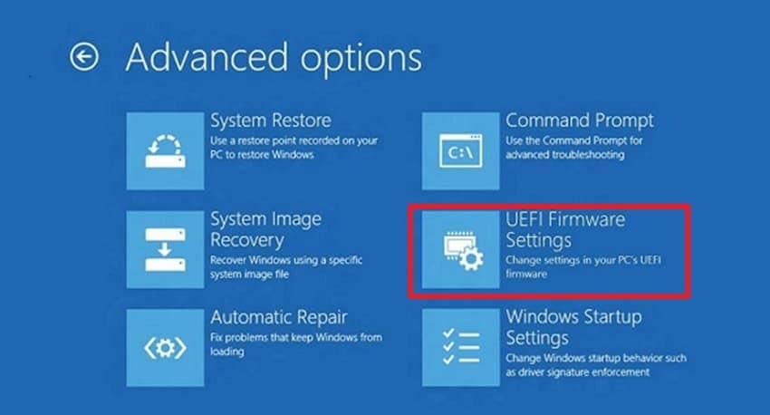 access uefi firmware settings