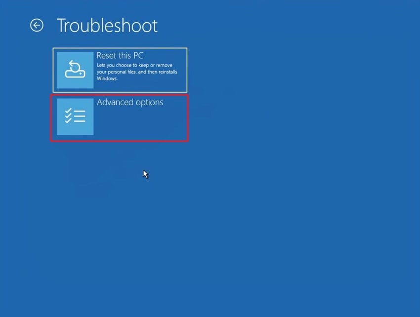 access advanced options in recovery mode