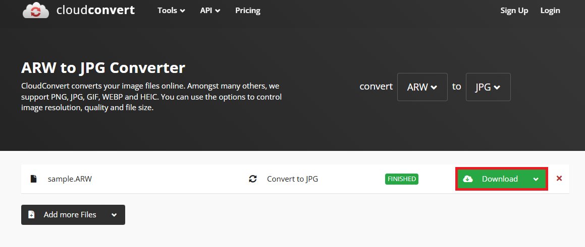 download converted jpg files