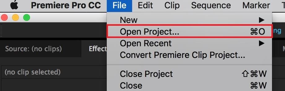 open prproj file