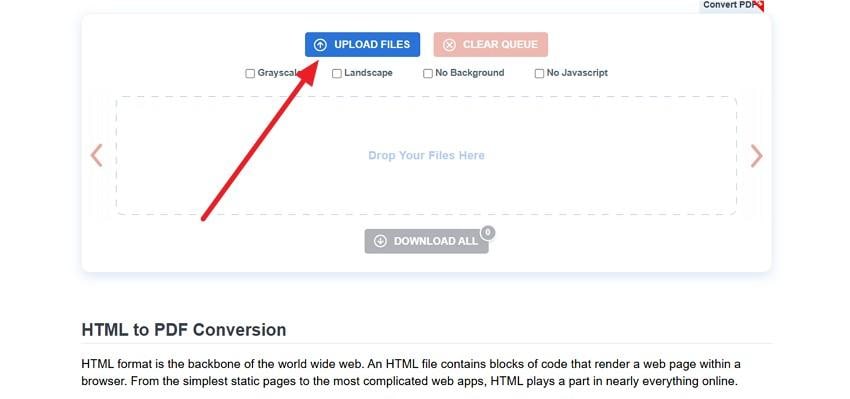 upload the html on the tool