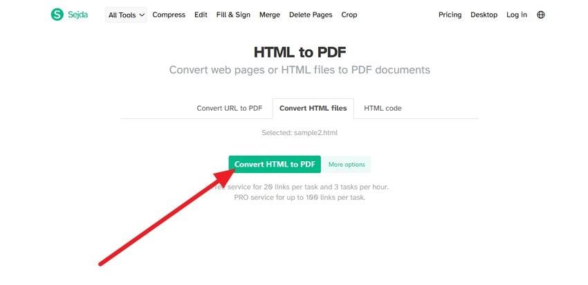 press convert html into pdf