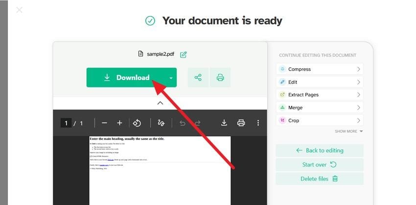 download the converted pdf file