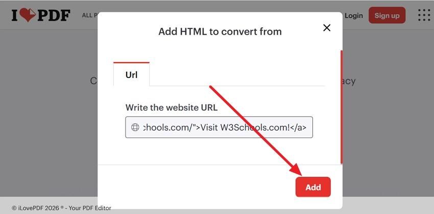 add the web page link