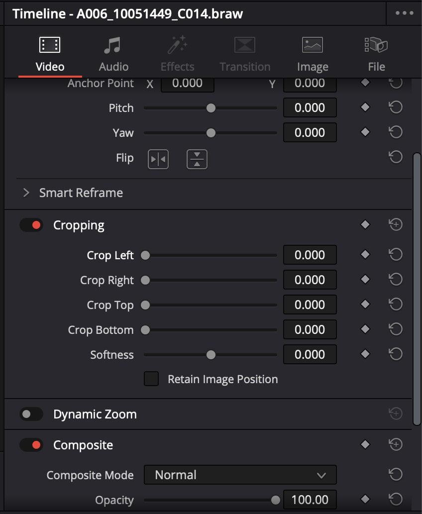 davinci resolve crop