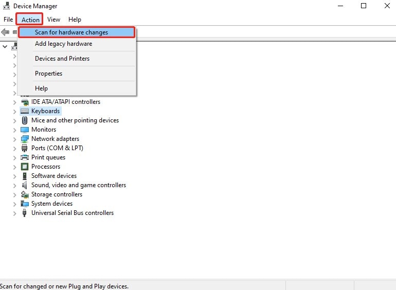 uninstall device or update driver