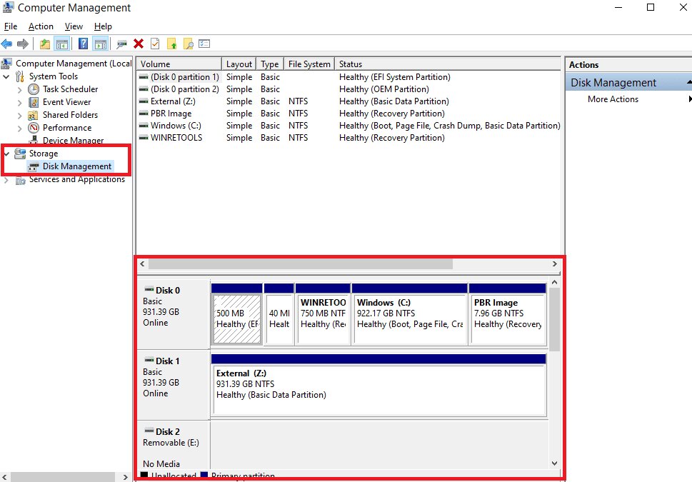 check drive in disk management