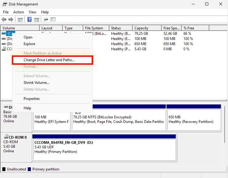 change drive letter and paths