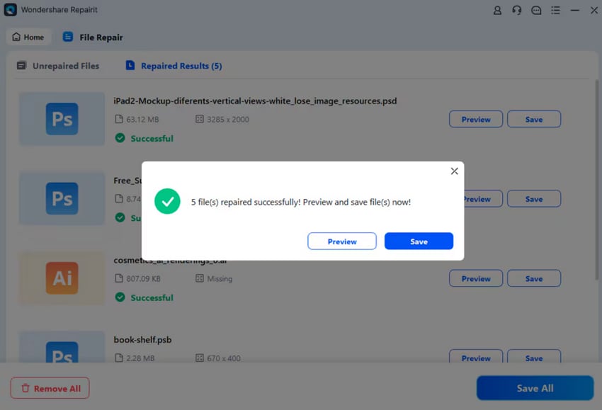 save repaired fit files