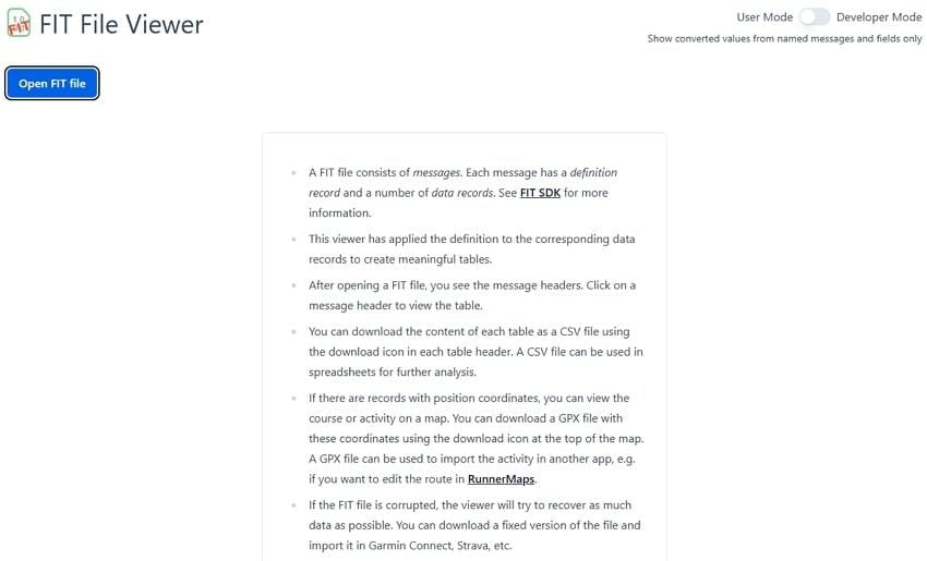 fit file viewer tool