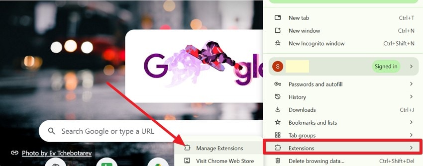 go to extensions and manage extensions