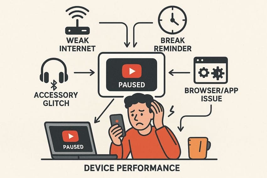 why youtube keep pausing