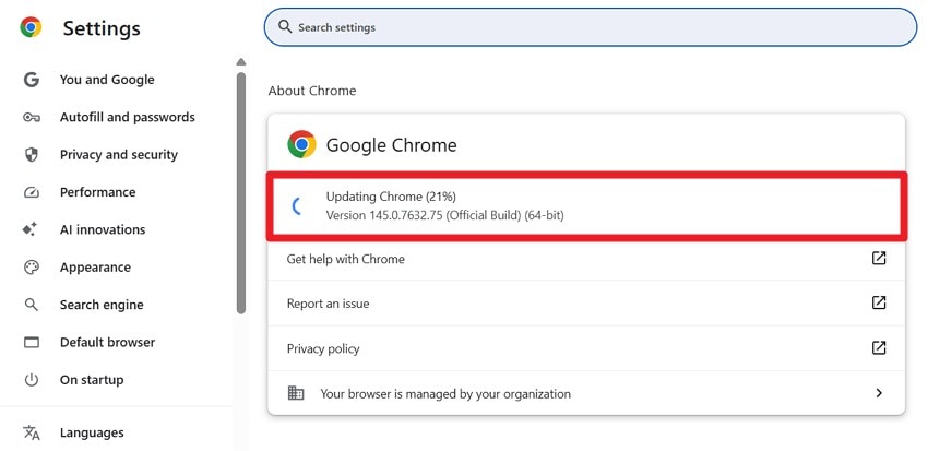 update the chrome version
